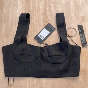 Goldie London “Cindy” black bustier-style crop tank (NWT!)